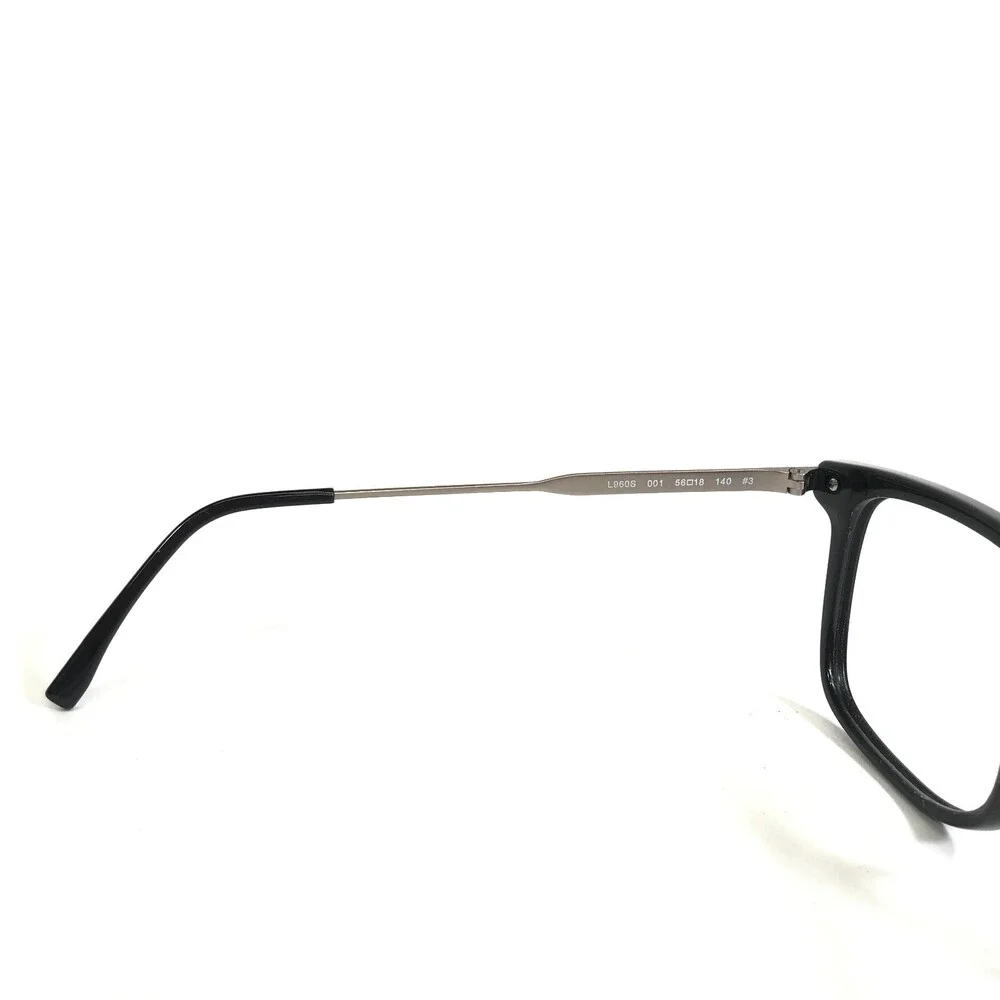 Lacoste Eyeglasses Frames L960S 001 Black Silver Square Full Rim 56-18-140